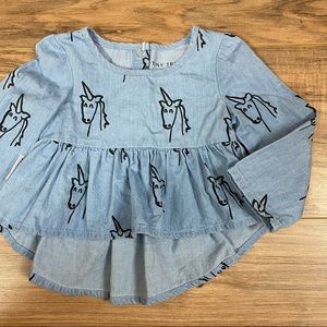 Tiny Tribe Peplum Unicorn Top Baby 0-3 Months‎